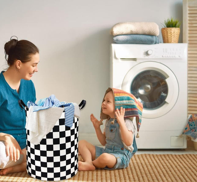 Boys Laundry Hamper – Kids Toy & Clothes Organizer Bin, Racing Flag Design