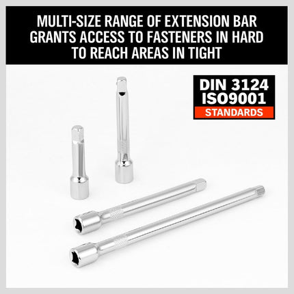 1/4" Socket Extension Bar Set – 4PCS, 50/75/100/150mm CR-V Heavy Duty