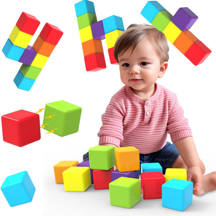 Magnetic Building Blocks – Large 1.65" Stacking Cubes for Toddlers 1–3 (12PCS)