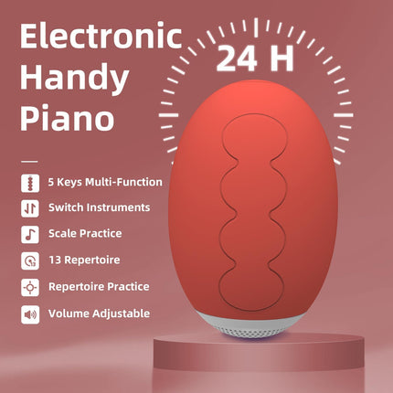 Mini 5-Key Electronic Keyboard Piano, Pocket Keytar with 13 Instruments, Red