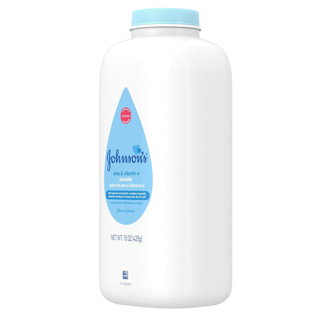 Baby Powder with Cornstarch, Aloe & Vitamin E – Hypoallergenic, 15oz