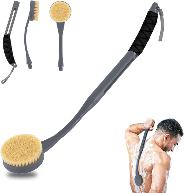 20.5" Long Handle Back Scrubber, Shower Body Brush for Deep Cleaning, Grey