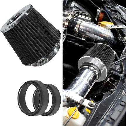 Universal Clamp-On Air Intake Filter, 76/89/102mm High Flow Washable Cone Filter