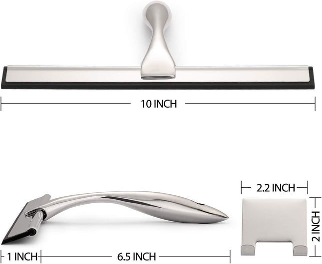 Shower Squeegee 10 Inch – Stainless Steel, Ideal for Shower Doors, Windows, Car