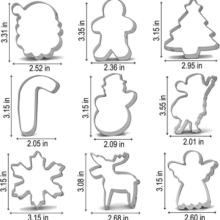 9PCS Christmas Cookie Cutters Set Stainless Steel Tree Gingerbread Snowflake