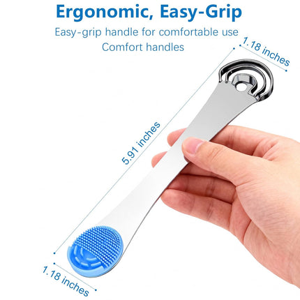 Tongue Scraper 3-Layer Stainless Steel Tongue Cleaner with Silicone Brush