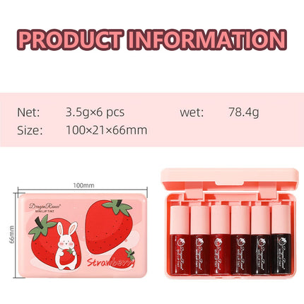 6 Colors Lip Stain Tint Set Long Lasting Waterproof Liquid Lipstick Gloss
