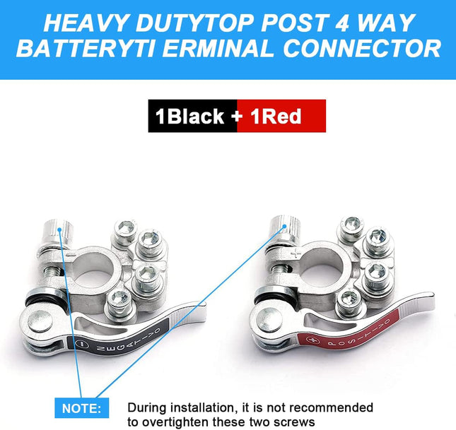 2PCS 4-Way Quick-Release Car Battery Terminal Connectors, SAE/JIS Type A