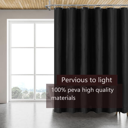 Black Shower Curtain Liner 4G PEVA Waterproof 72x72, 3 Magnetic Weights, Grommets
