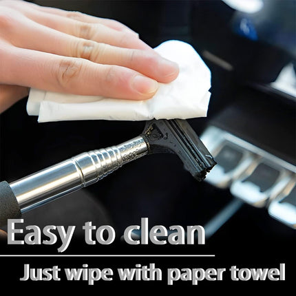 38.6" Telescopic Car Side Mirror Squeegee, Rubber Edge, Water & Fog Cleaner, Black