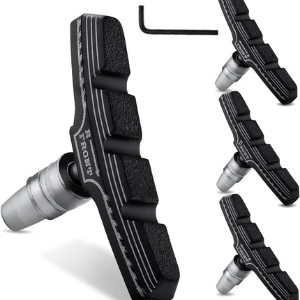 4PCS Premium Bike V-Brake Pads, Mountain Bicycle Brake Blocks with Hex Wrench