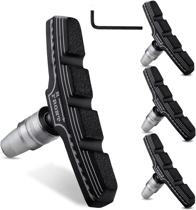 4PCS Premium Bike V-Brake Pads, Mountain Bicycle Brake Blocks with Hex Wrench