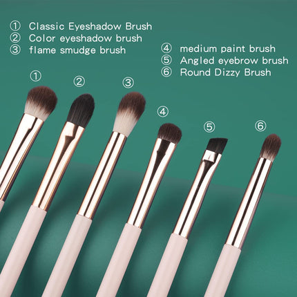 6-Pc Eye Makeup Brush Set, Soft Blending Eyeshadow, Eyeliner & Brow Brushes