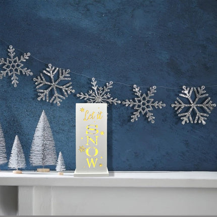 LED Lighted Christmas Snowman Decor | Wooden Table Sign with Timer