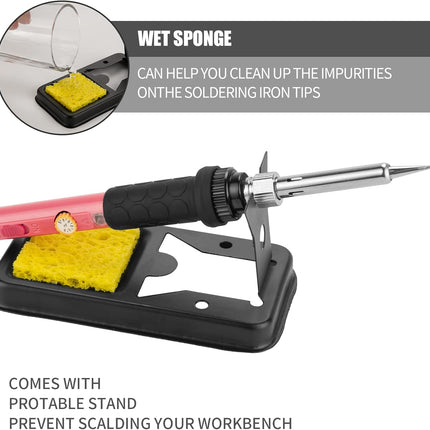 60W Soldering Iron Kit, 5 Interchangeable Tips, Adjustable Temp, Fast Heating