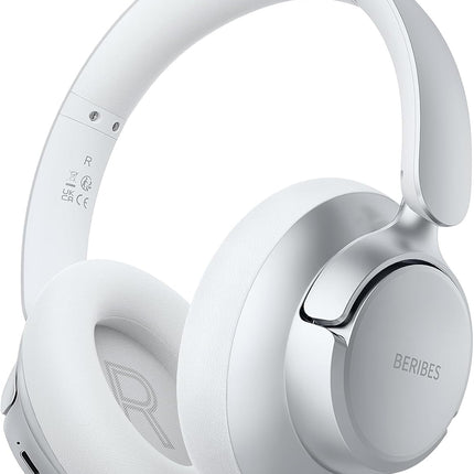 Wireless ANC Bluetooth Headphones 70H Playtime Deep Bass Silver Headset