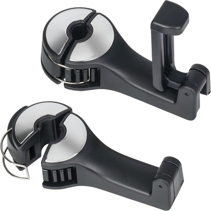 2 Pack Car Headrest Hooks – 2 in 1 with Phone Holder, Purse, Toy & Bottle Organizer