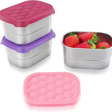 8oz Stainless Steel Snack Containers – Leakproof with Silicone Lids, Kids