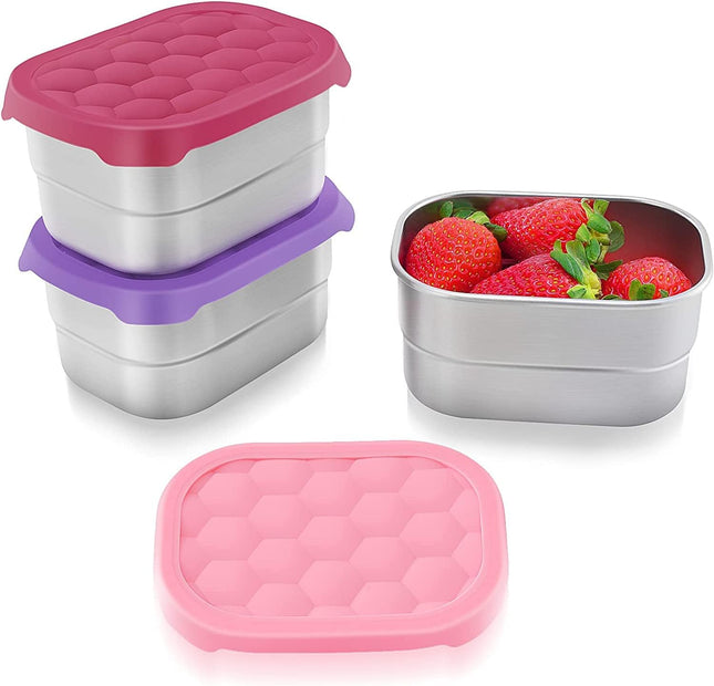 8oz Stainless Steel Snack Containers – Leakproof with Silicone Lids, Kids