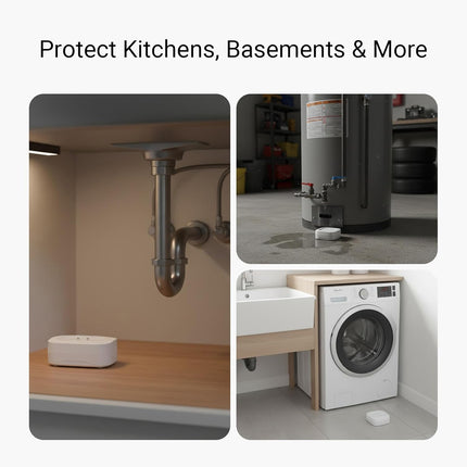 Water Leak Detection Starter Kit, 4 Sensors, Hub, Long-Range LoRa, App Alerts