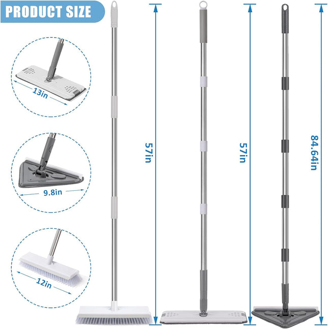 Multi-Surface Cleaning Mop with Long Handle for Floors, Walls & Ceilings