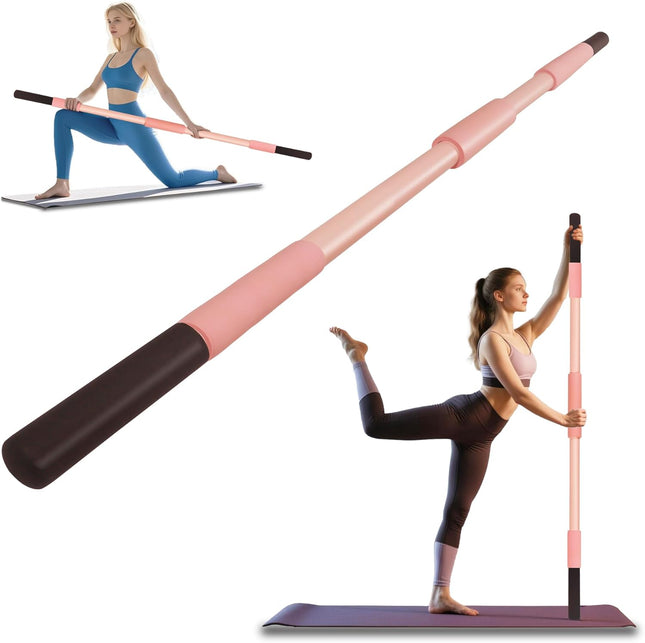 58 Inch Yoga Stretch Stick with Neck Pads for Pilates Home Gym Exercise