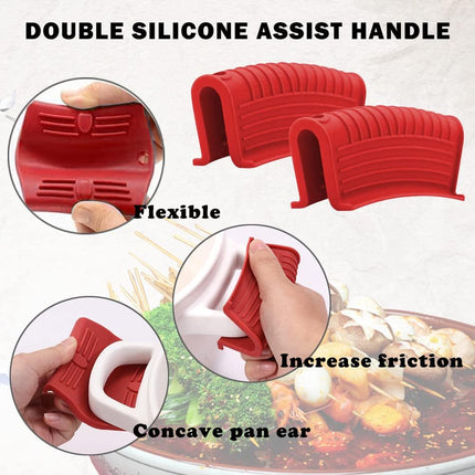 2-Pairs Silicone Pot Handle Holders, Heat-Resistant Non-Slip Skillet & Pan Covers