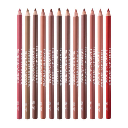 12-Color Wooden Lip Liner Set – Soft Matte, High Pigment & Long-Wear