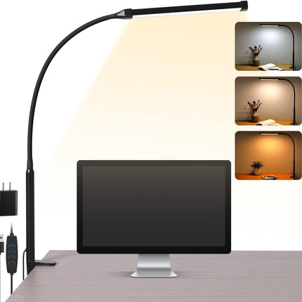 LED Desk Lamp with Clamp 3 Light Modes Flexible Gooseneck USB Powered