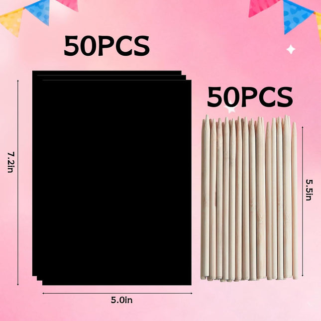 100PCS Rainbow Scratch Paper Art – Kids Crafts & Gifts for Ages 3-9