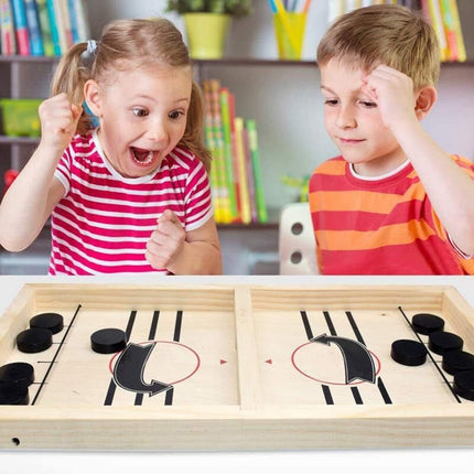 Fast Sling Puck Game Wooden Air Hockey Board Family Party Tabletop Game