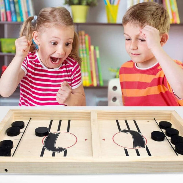 Fast Sling Puck Game Wooden Air Hockey Board Family Party Tabletop Game