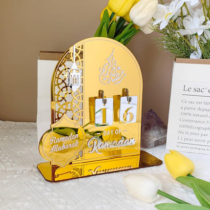 Eid Mubarak Ramadan 2026 Countdown Calendar - Gold Acrylic Tracker & Decor