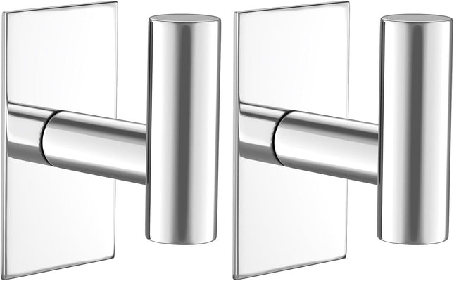 2 Pack Waterproof Towel Hooks – Heavy Duty Sticky Holder, Chrome Wall Mount