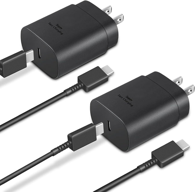 2 Pack 25W USB C Fast Charger with 6FT Type C Cable for iPhone Galaxy