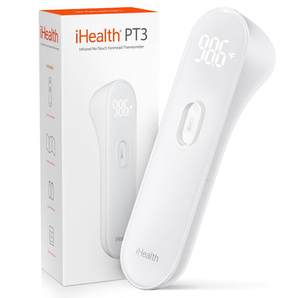No-Touch Forehead Thermometer PT3, 1s Fast Accurate Digital LED, 3-Sensor, Quiet