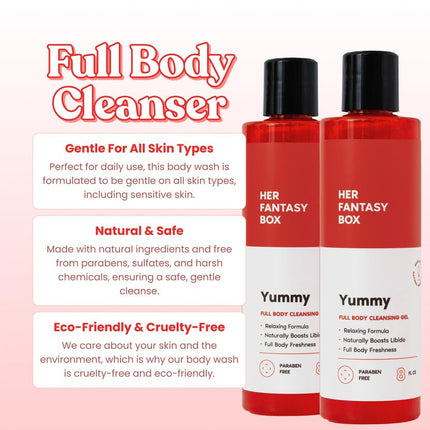 Her Fantasy Box Yummy Body Wash & Refresh pH-Balancing Shower Gel Duo 2 x 8 oz