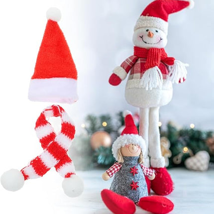 20pcs Mini Knit Santa Hat & Scarf Set – Xmas Bottle, Cup & Doll Craft Decorations