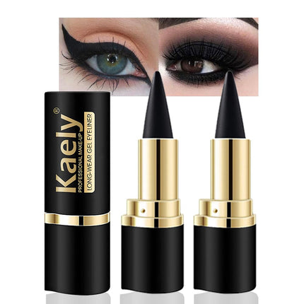 2PCS Gel Eyeliner Pencils, Waterproof Cream Eye Liner, Natural Black Smoky Eye Makeup