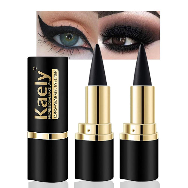 2PCS Gel Eyeliner Pencils, Waterproof Cream Eye Liner, Natural Black Smoky Eye Makeup
