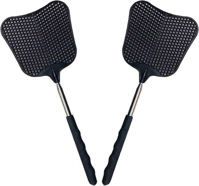 Telescopic Fly Swatters – 2 Pack, Heavy Duty Plastic with Stainless Handle
