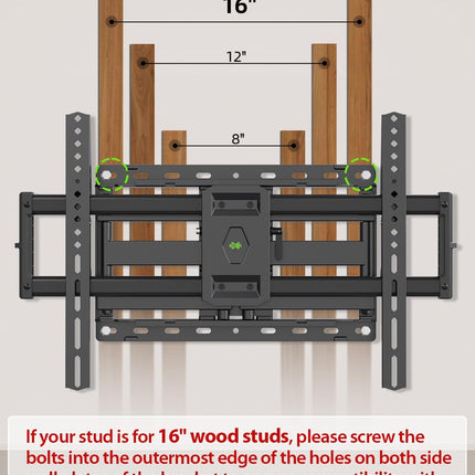Full Motion TV Wall Mount for 42–86" TVs, Dual Arm Tilt Swivel, 132lbs Max