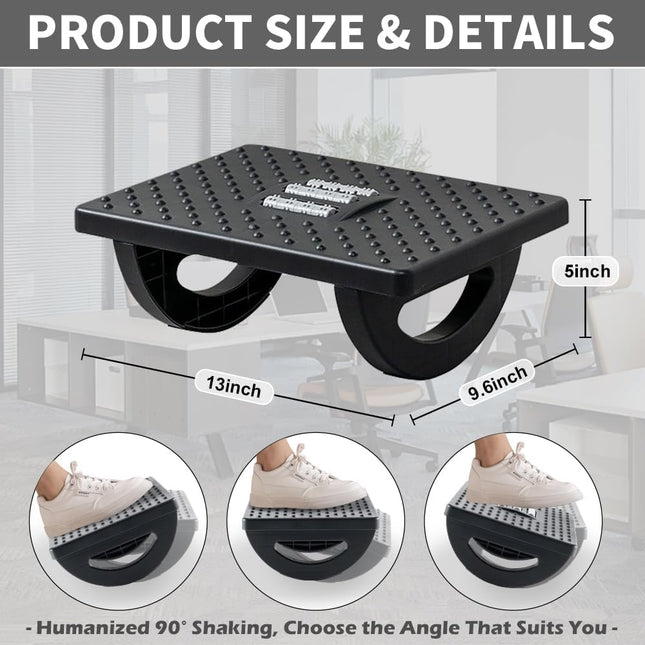 Ergonomic Under Desk Foot Rest – Rocking Footstool with Roller Massager for Office