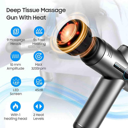 Mini Massage Gun with Heat Function for Full Body Muscle Relief & Relaxation