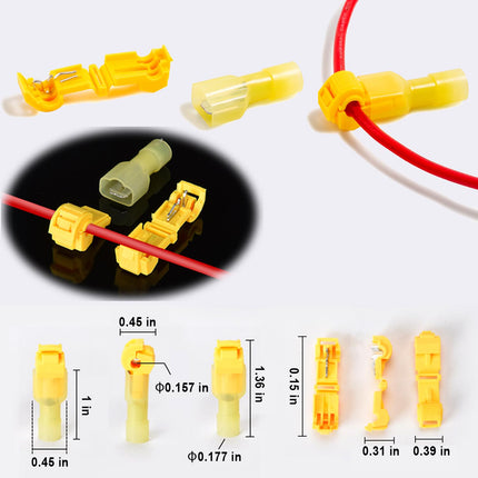 108 Pcs T-Tap Wire Connectors Kit – Self-Stripping Terminals for Car Audio, 22-10 AWG