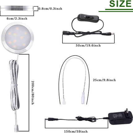 12V LED Under Cabinet Puck Light – Plug-In with Manual Switch, Daylight White