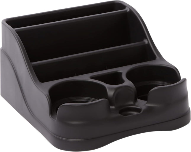 Small Center Console for Cars, Trucks & SUVs – Vehicle Organizer with Cup Holders (Black)