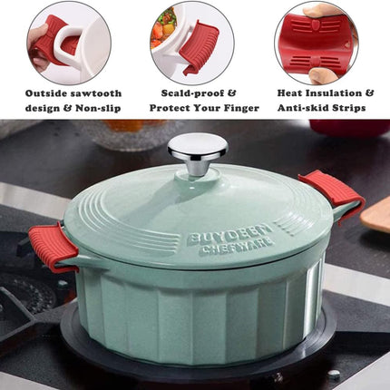 2-Pairs Silicone Pot Handle Holders, Heat-Resistant Non-Slip Skillet & Pan Covers