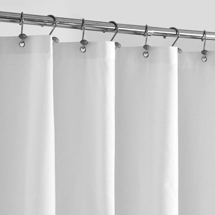 Waterproof Fabric Shower Curtain Liner 72x72 White, 3 Magnets, Machine Washable