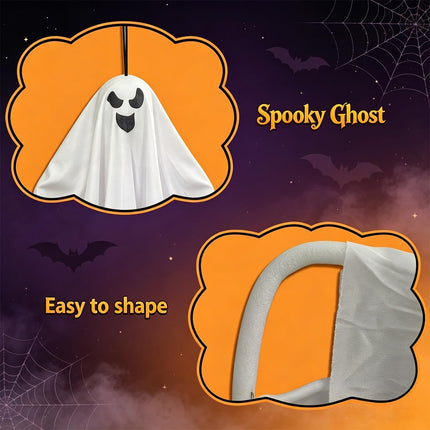 3-Pack 27.5in Halloween Hanging Ghosts, Cute Flying Ghost Decor for Yard & Party